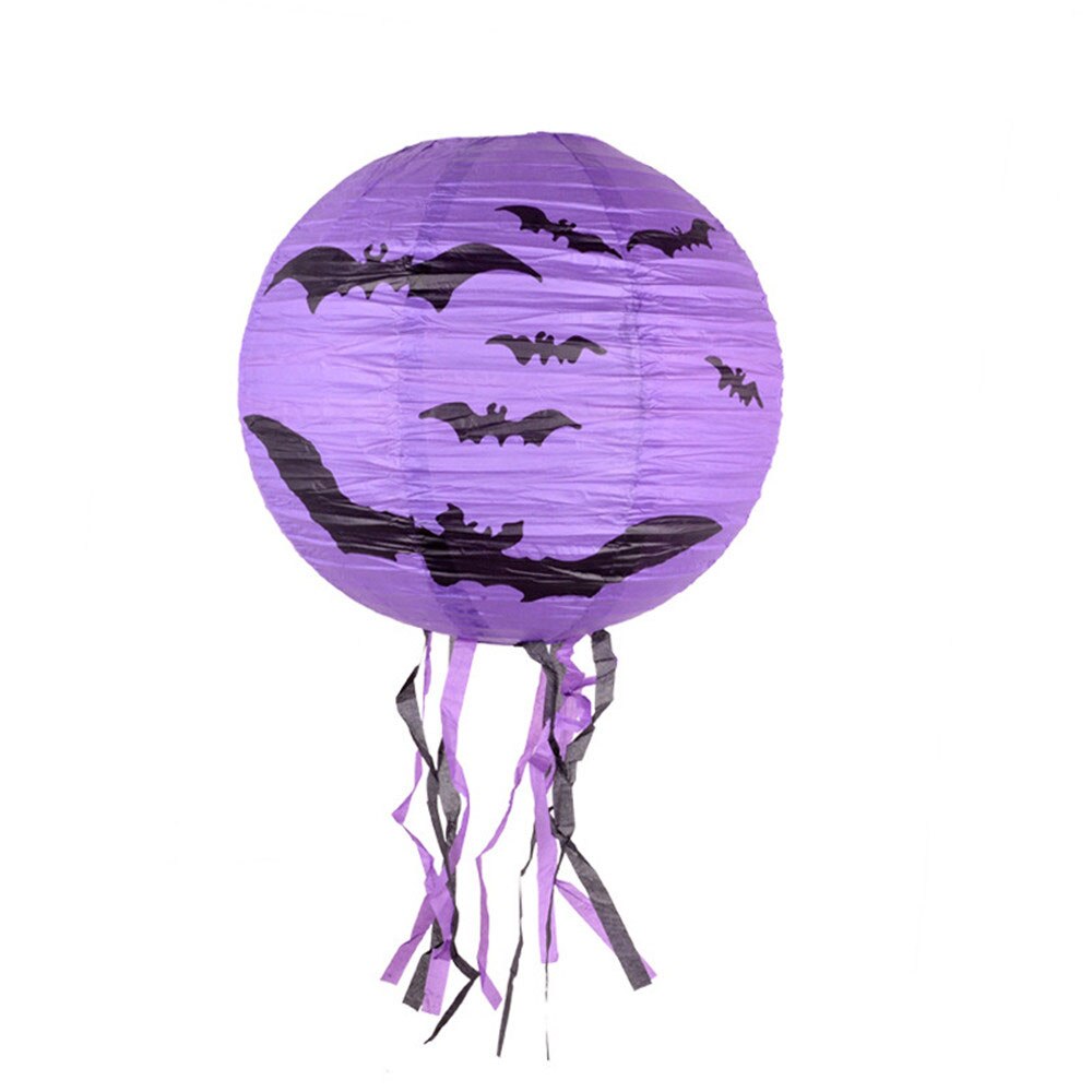 Diy halloween papir græskar hængende lanterne til halloween fest dekorationer: Lilla / 40cm
