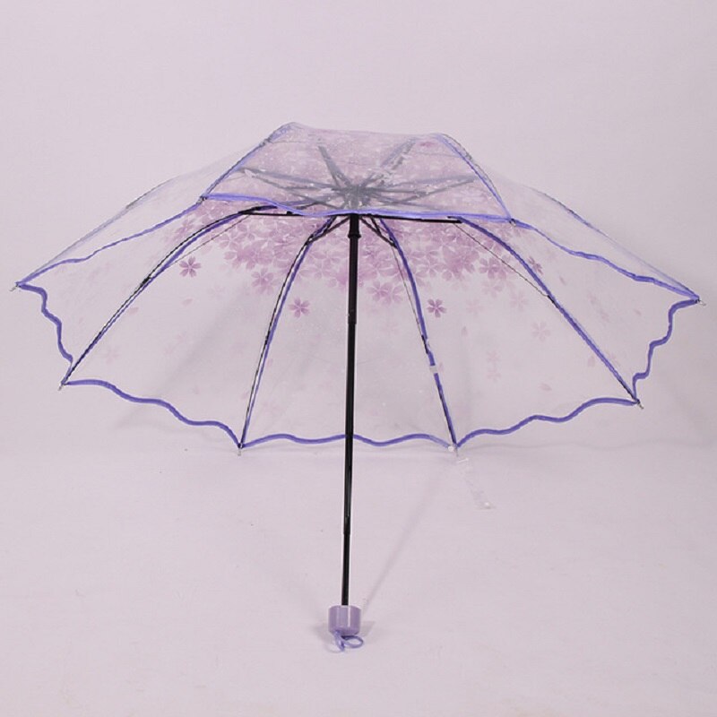 Sakura paraguas transparentes para proteger contra la lluvia del viento Sakura claro 3 paraguas plegable Clear Field equipo de lluvia doméstico: purple