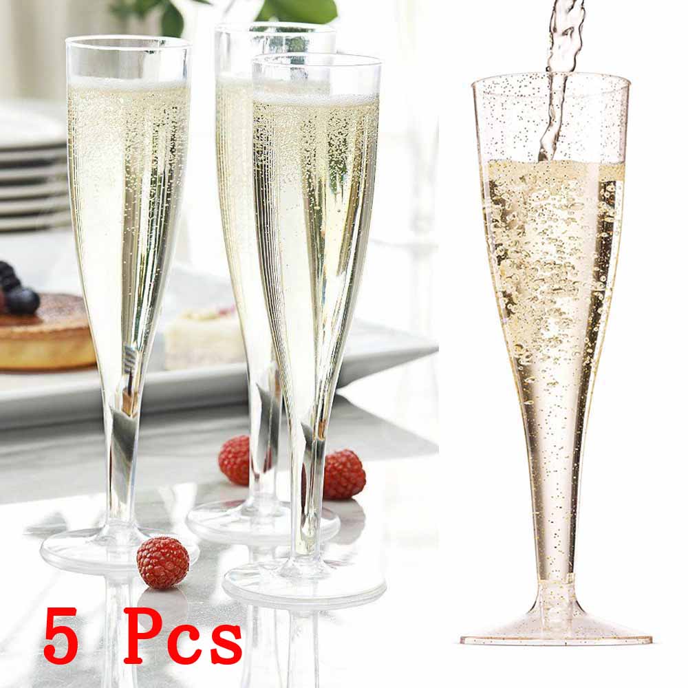 5 x plast champagne prosecco fløyteglass 175ml fløyteglass i ett stykke vinglass fest bryllupsfløytebeger cocktailkopp