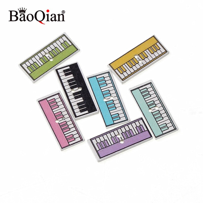 50 stuks gemengde muziekinstrumenten, houten knopen voor knutselen, scrapbooking accessoires, decoratieve houten knopen voor handwerk: 8