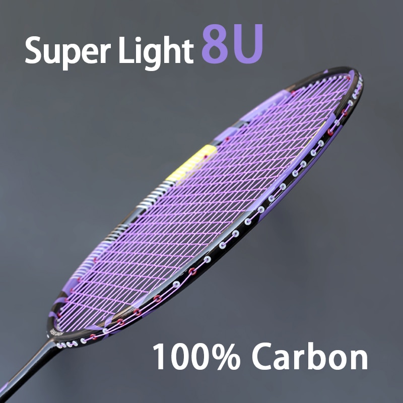 Volle Kohlenstoff Faser Licht Gewicht 8U 68G Badminton Schläger Aufgereiht 26-32LBS G5 Ausbildung Schläger Mit Saiten Taschen Für Erwachsene