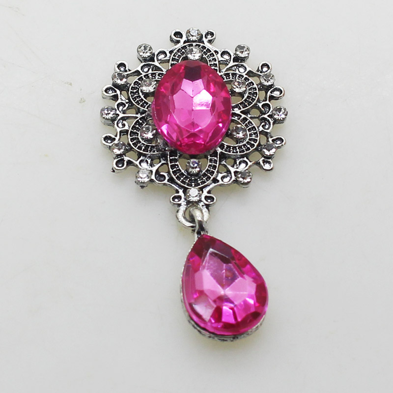 Retro Silver Rhinestone Vlakke Achterkant Broche 46*25Mm 10 Stks/partij Geweven Kleding Accessoires Bruiloft Decoratie Productie: 33