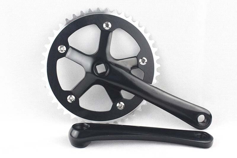 Fixed Gear 44T Crank Set Bike Bicycle Aluminum Chainwheel Alloy Crank Set Sprocket Crankset: Black