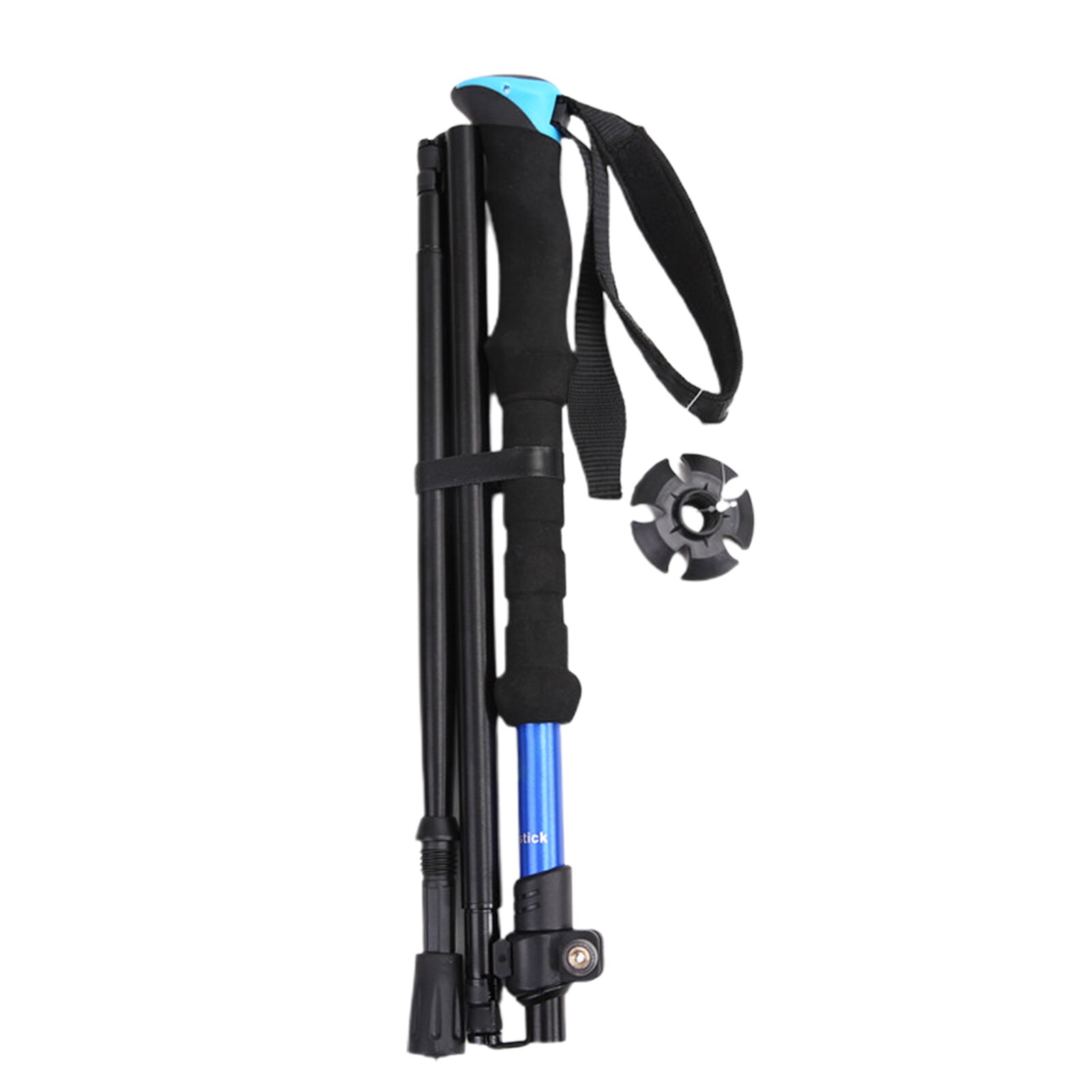 1.3M Anti Shock Walking Stick Aluminum Outdoor Trekking Poles Ultralight Alpenstock 4 Joints Adjustable Foldable Hiking Stick: Blue