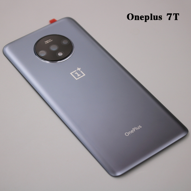 Original Oneplus 1 + 1 + 7 T 7 T carcasa trasera de vidrio de la puerta trasera Reparación de reemplazo de teléfono caso 7 7 T Pro con lente de la cámara: 7T Matte Sliver