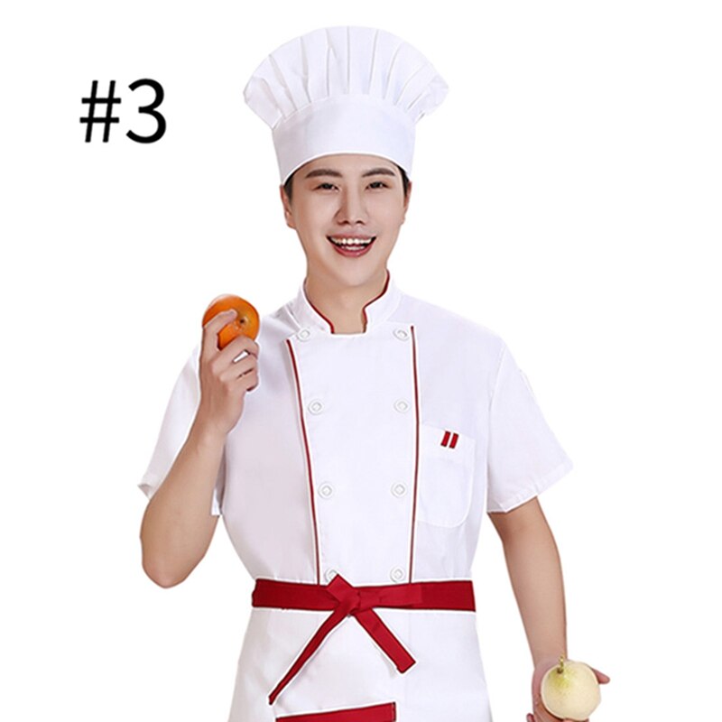Short Sleeve Chef Clothes Uniform Unisex Breathable Kitchen Chef Uniform Double Breasted Cooking wear Restaurant Food Service: S3 Chef Uniform / XL