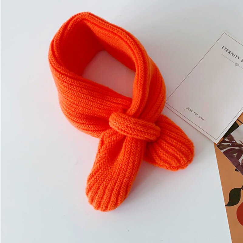 Korean Version Candy-colored Knitting Scarf Children Autumn Winter All-match Baby Warm Woolen Yarn Boys Girls Soft Collars D49
