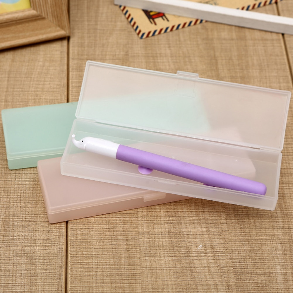 Transparent Frosted Large Capacity Pen Box Pencil Case Stationery Holder