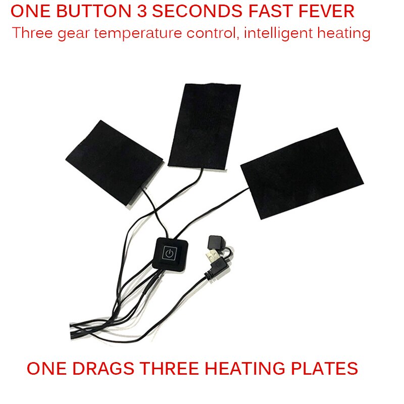 1 sztuk elektryczne podkładki grzewcze odzież termiczna cieplej podgrzewane mobilne ocieplenie przełącznik USB dla DIY podgrzewana odzież