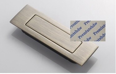 Zinc Alloy Barn Sliding Pocket Wooden Frame Door Closet Cabinet Recessed Flush Finger Pull Spring Dust Cover: Bronze / 128mm