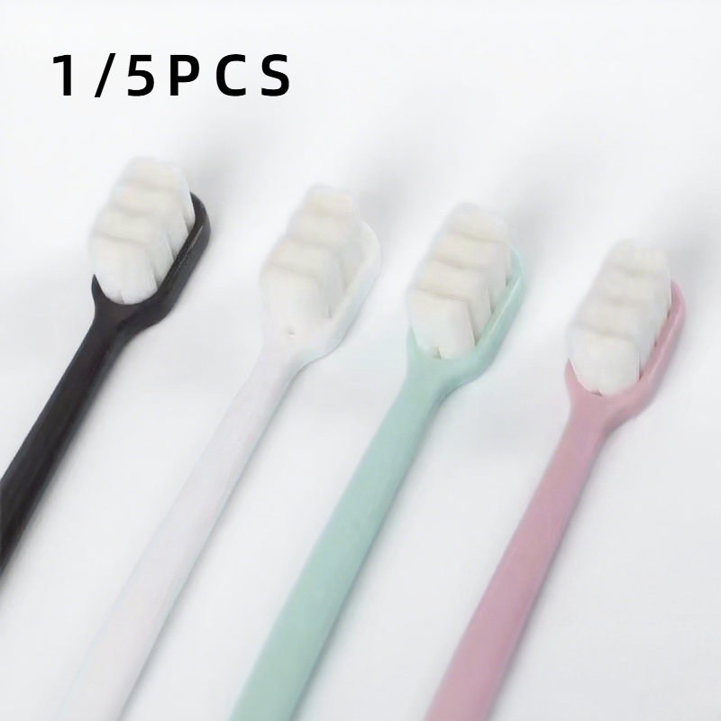 1/5 pièces brosse à dents avec boîte Ultra-fin doux Dense brosse à dents nettoyage en profondeur brosse à poils outils de nettoyage des dents buccales