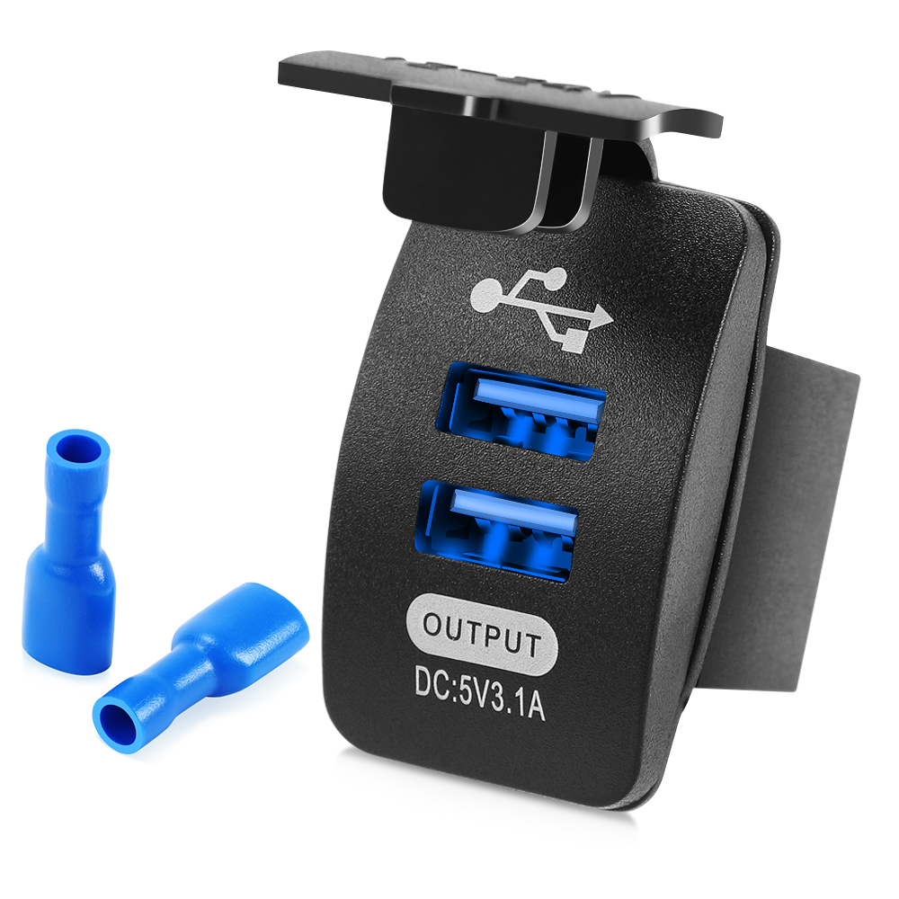 Chargeur de voiture étanche, double port USB, pour Renault Megane 2 3 Duster Logan Clio 4 3 Laguna 2 Sandero Scenic 2 Captur: Bleu