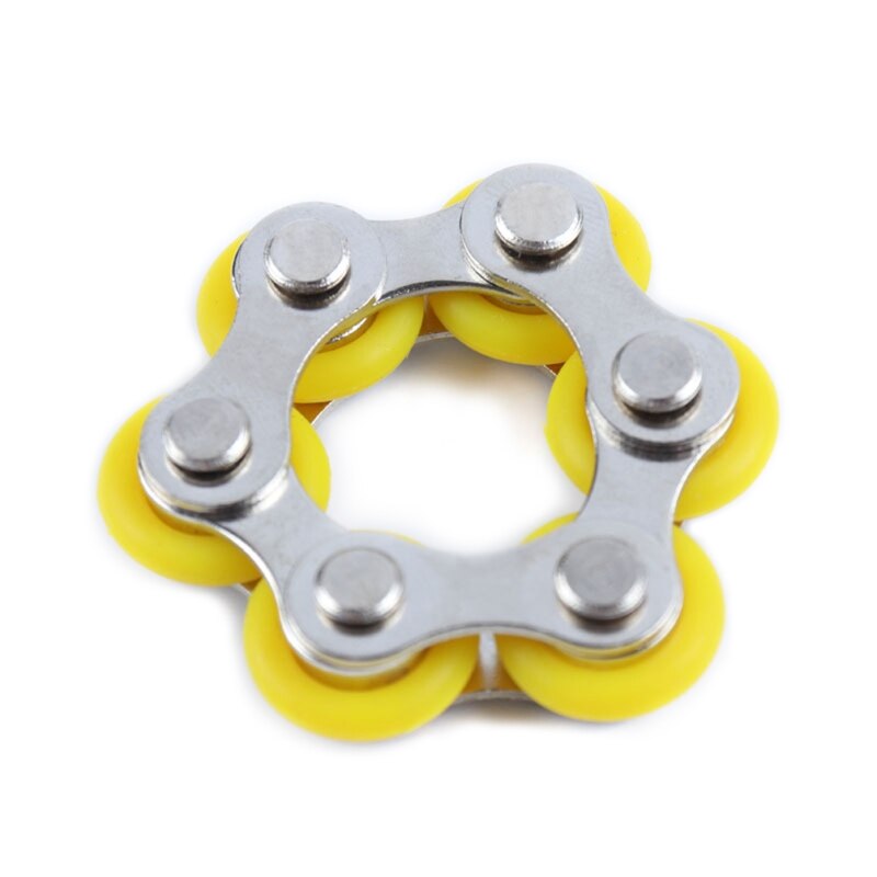 Foreign trade 6-section Key Ring Fidget toy to relieve pressure and vent toy bicycle decompression chain: YELLOW