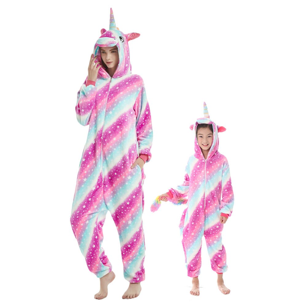 Costume de pyjama licorne étoile de beauté, combinaison à capuche pour enfants, vêtements de nuit pour femmes, Kigurumi