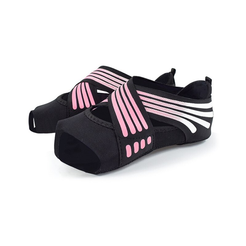 Anti-slip Fitness Dance Pilates Socks Yoga Shoes Indoor Yoga Sock Five Toe Backless Fitness Ballet Ladies Socks: Pink / L 20.2-20.5