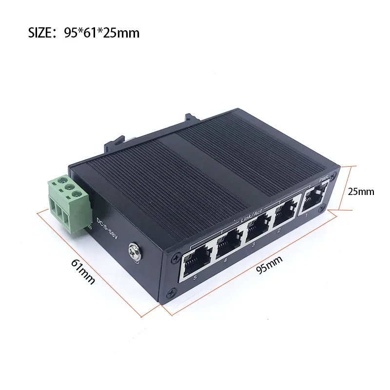Mini interruptor ethernet industrial não gerenciado, 5/10 portas 10/100m 5v-58v 5/10 portas 100m, proteção contra raios 4kv, antiestático 4kv