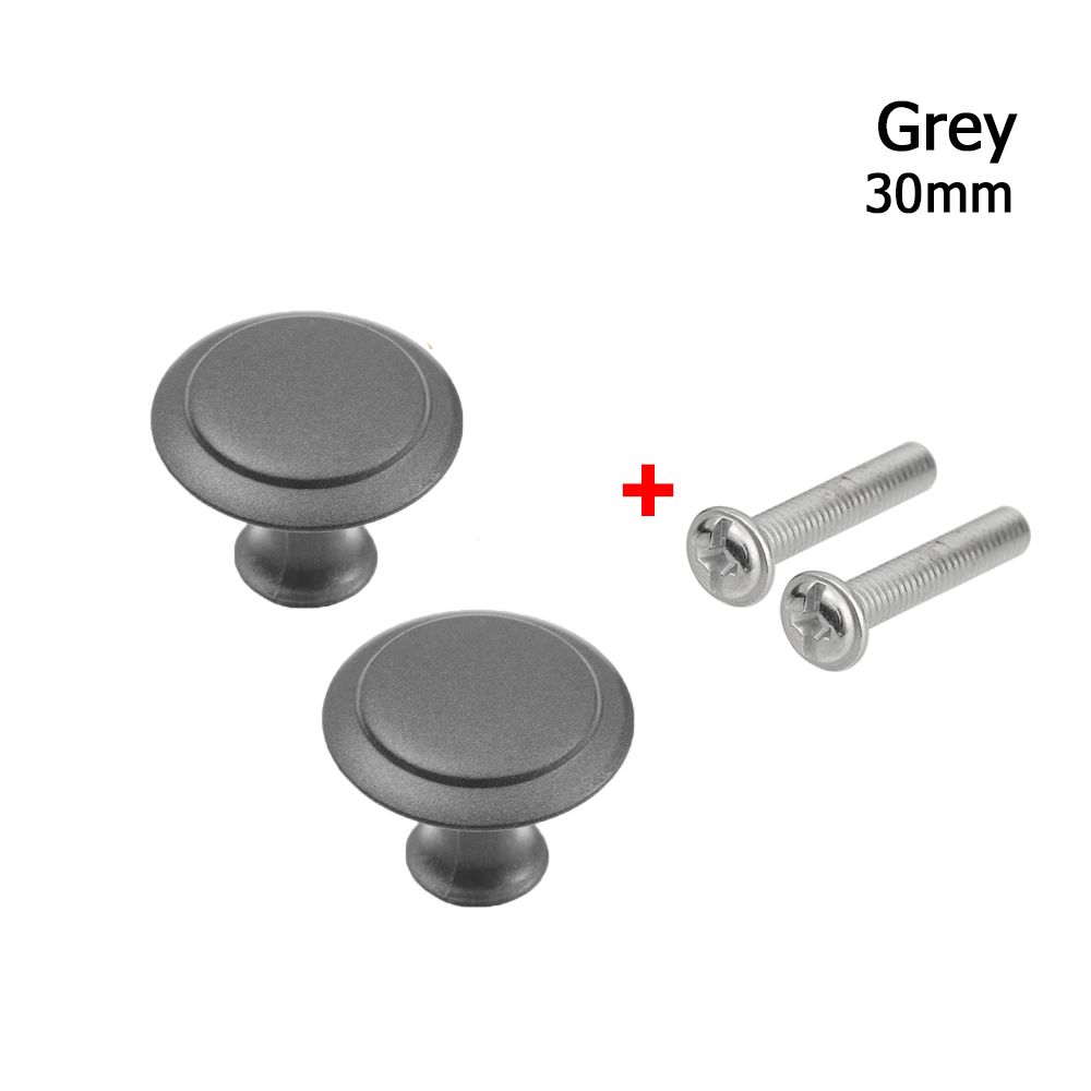 2Pcs/lot Closet Drawer Knobs Cabinet Handles Wardrobe Pulls Handle With Screw Wardrobe Furniture Hardware Kitchen Door Handle: 30mm-grey