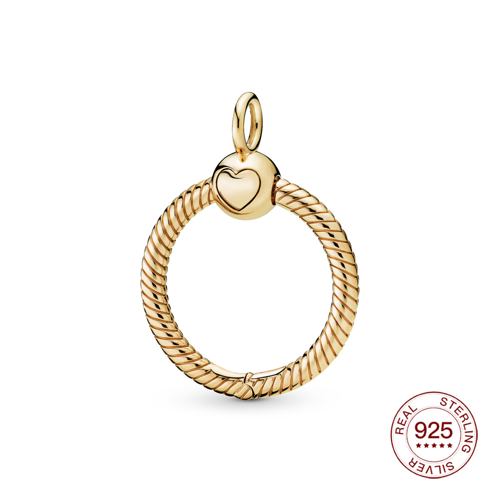 Real 925 jewelry Silver Moments Heart O Pendant charm Fit Original charm Nacklace women diy jewelry: PAN004