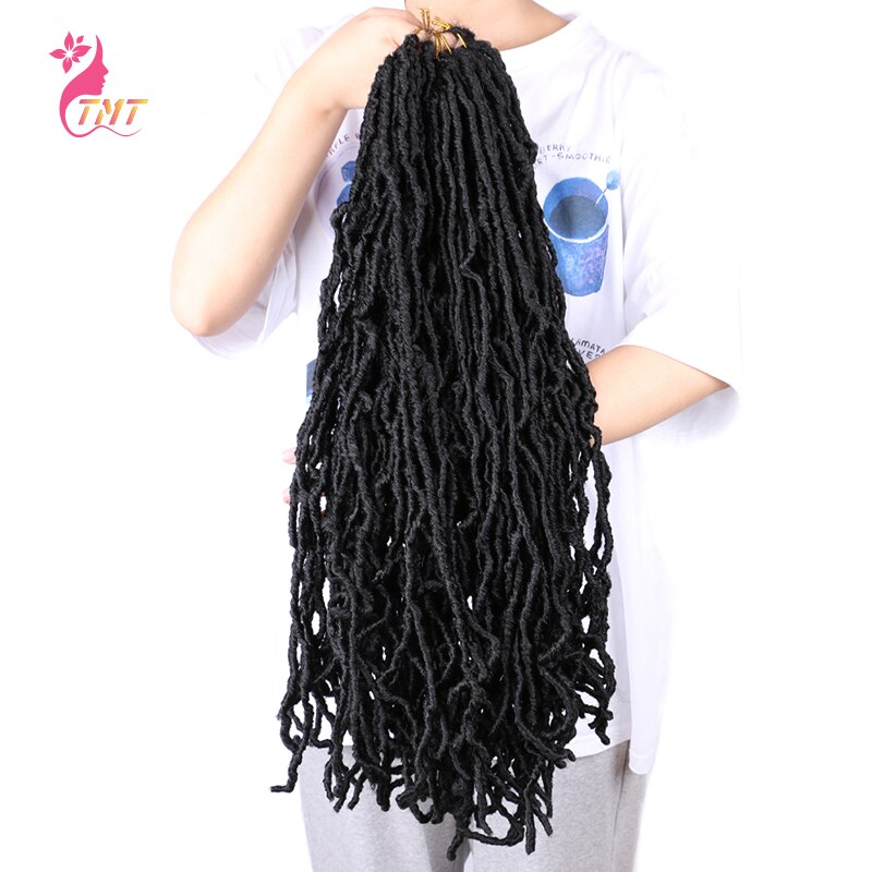 Nu Locs pelo Crochet 24 pulgadas rastas baja temperatura fibra sintética de pelo trenzado Facu Locs Crochet extensión de trenza de cabello