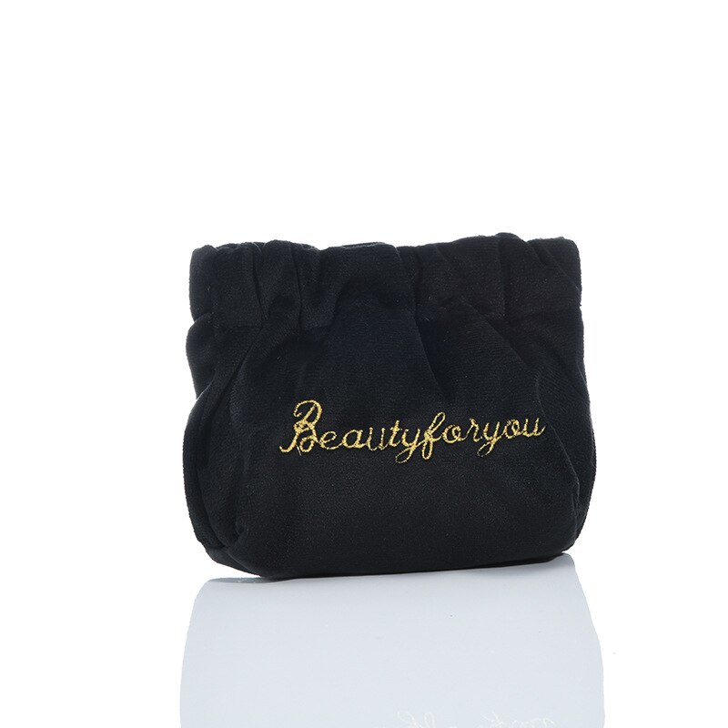 Vrouwelijke Portemonnee Fluwelen Brief Print Mini Coin Mini Lipstick Zak Vrouwelijke Effen Kleur Opbergtas: black