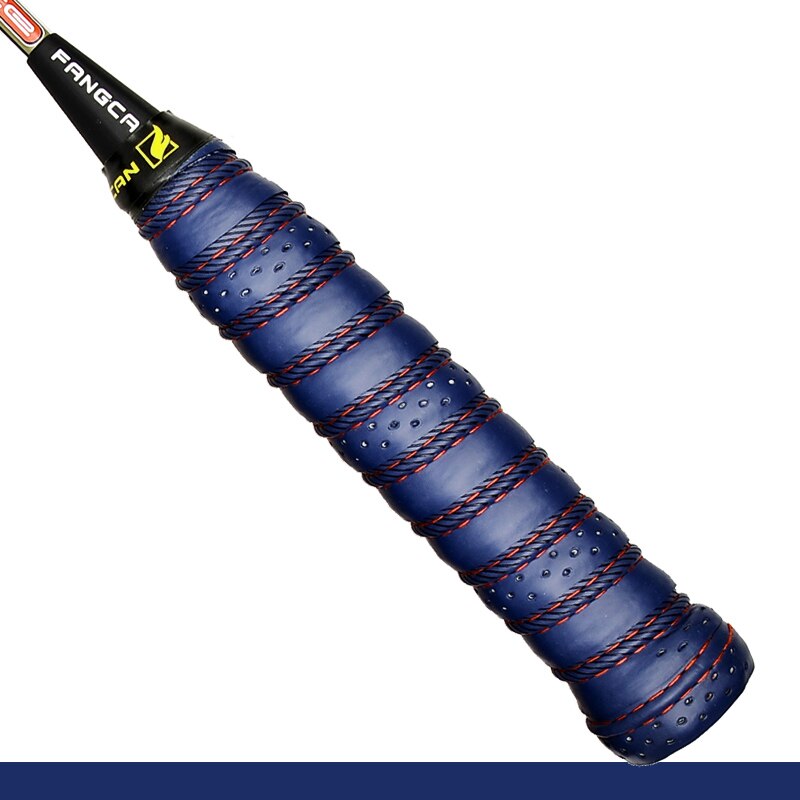 FANGCAN PU Leather Tennis Replacement Grip Tape Thick Squash Badminton Tennis Racket Ribbed Grip Cushion Wrap: Blue