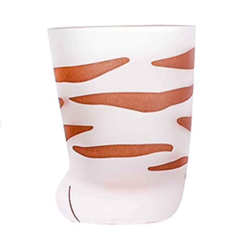 Tasse en verre givré avec patte de chat, joli, imprimé patte de chat, tasse de café en verre de lait pour petit déjeuner à la maison, pour fille: H04