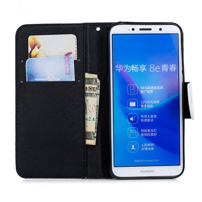 Caso di Vibrazione Del Raccoglitore per Huawei Y5 2018 Cassa Del Telefono di Stile Del Libro per Huawei Honor 7A DUA-L22 5.45 "Della Copertura 3D vision Pelle Custodie Coque