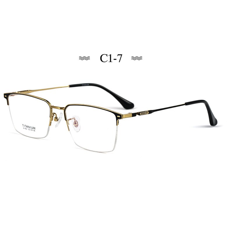Montura de gafas de titanio puro para hombre, gafas graduadas de , a la , estilo de negocios, BV9001: C1-7