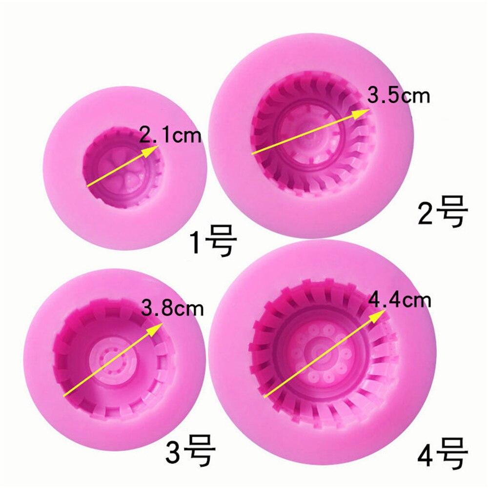 4 Pcs Car Tires Shaped Silicone Fondant Cake Decorating Mold Chocolate Molds Baking Tools Kitchen Accessories: Pink 4 Pcs