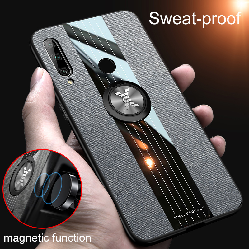 Honor 9X Global Version Case Ring Holder Hard Cover Soft Frame Cloth Fabric Case On Honer 9 X X9 Honor 9X Premium STK-LX1 6.59''