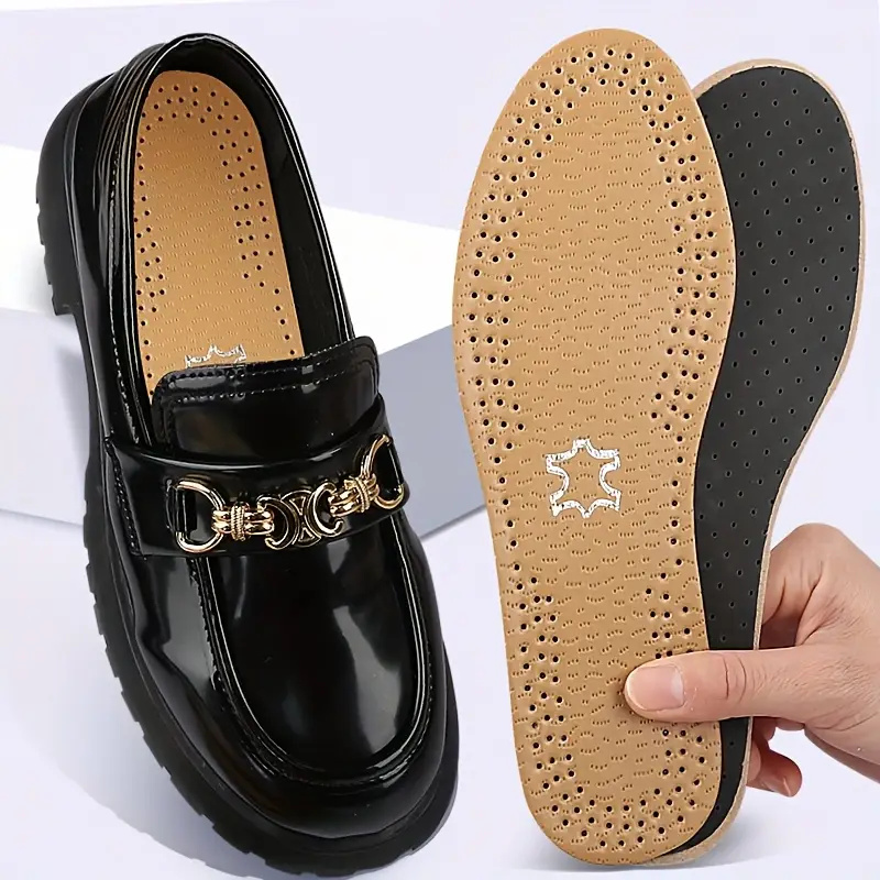 1 Pair Leather Leisure Insoles for Shoes Ultra thin Deodorization Breathable Shock Absorption Cushion Sole Insert