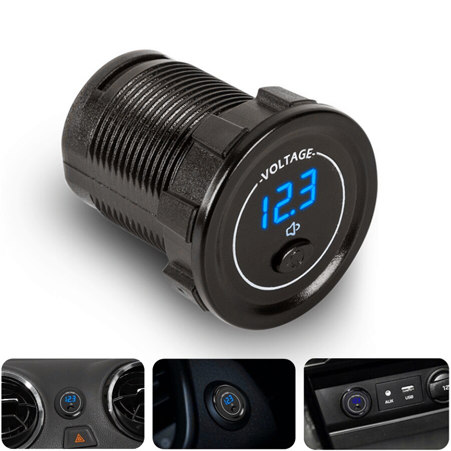 LED DC12V-24V Voltmeter Panel Digital Voltage Meter Low Voltage Alarm With Independent Switch