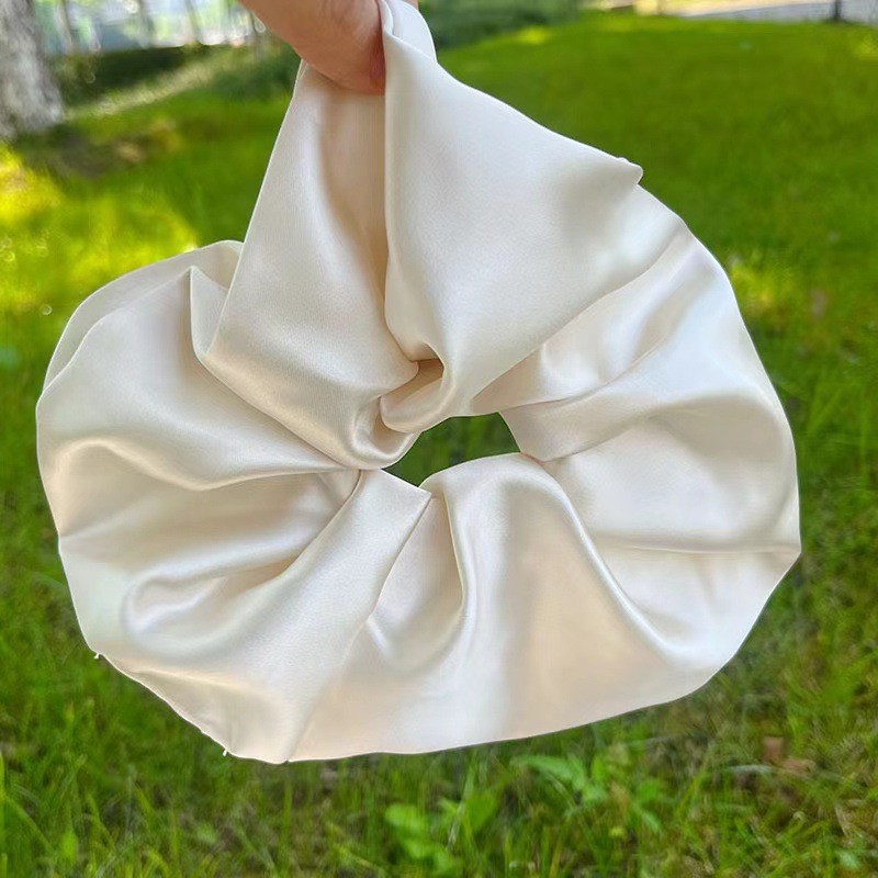 Coleteros de satén de gran tamaño, bandas elásticas para el cabello para mujeres y niñas, coleteros, lazos para el cabello de seda, accesorios para el cabello Chouchou grandes simples