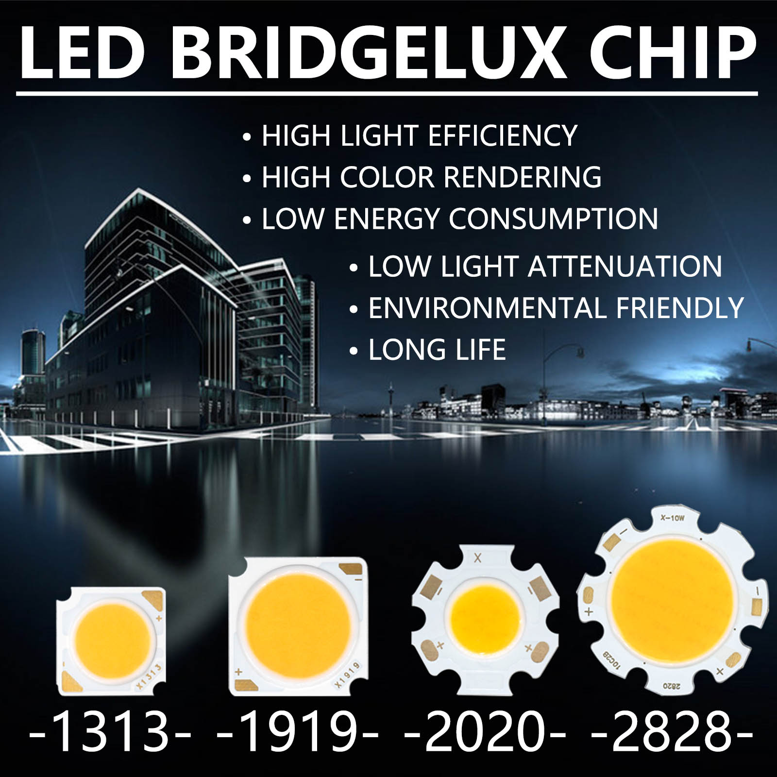 Bridgelux COB LED Chip 3W 5W 7W 10W 20W 30W 40W Diodo emisor de luz Módulo LED Matrix 1313 2828 1919 para bombillas empotrables