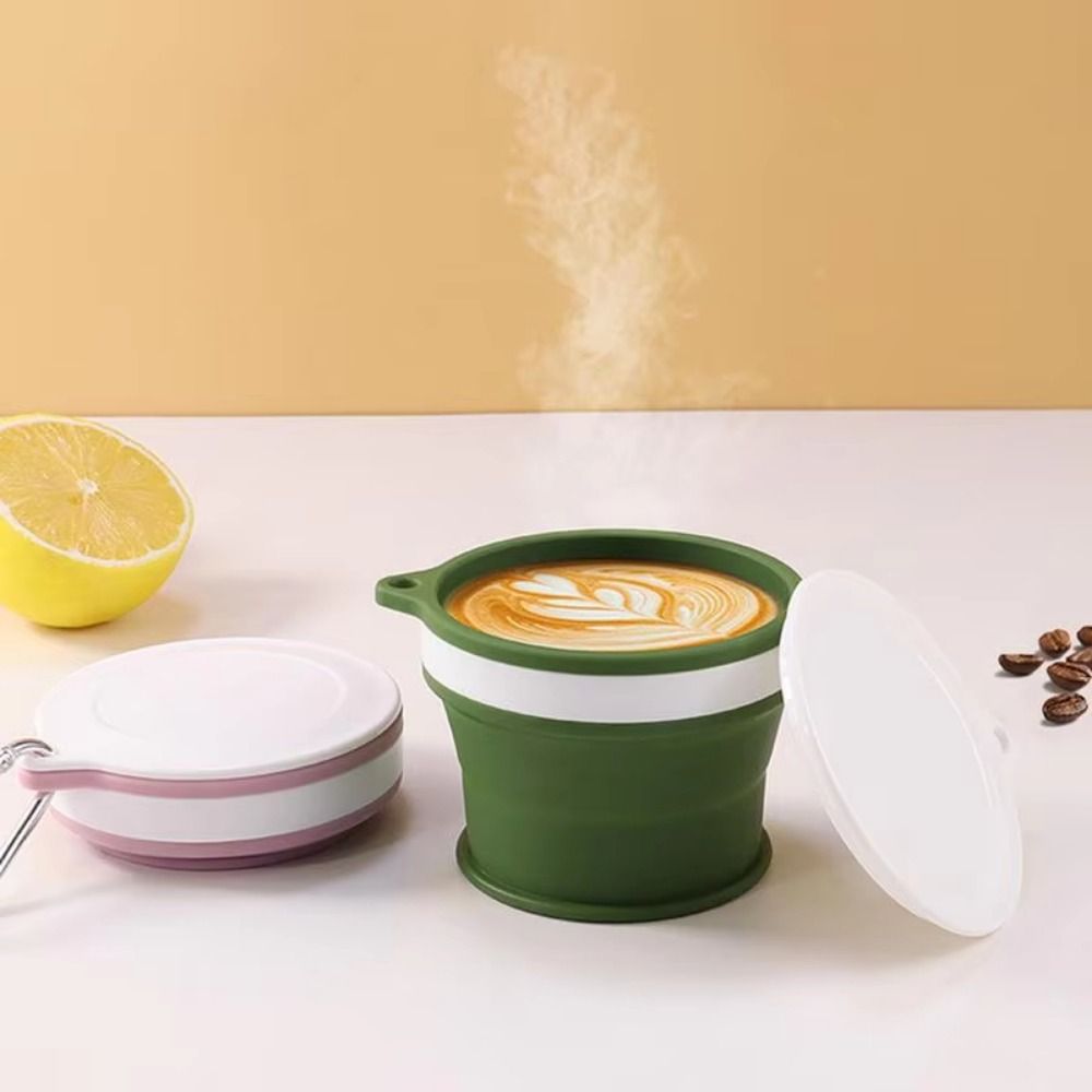Bärbar hopfällbar resemugg läckagesäker expanderbar silikonmugg platsbesparande värmebeständig infällbar campingmugg