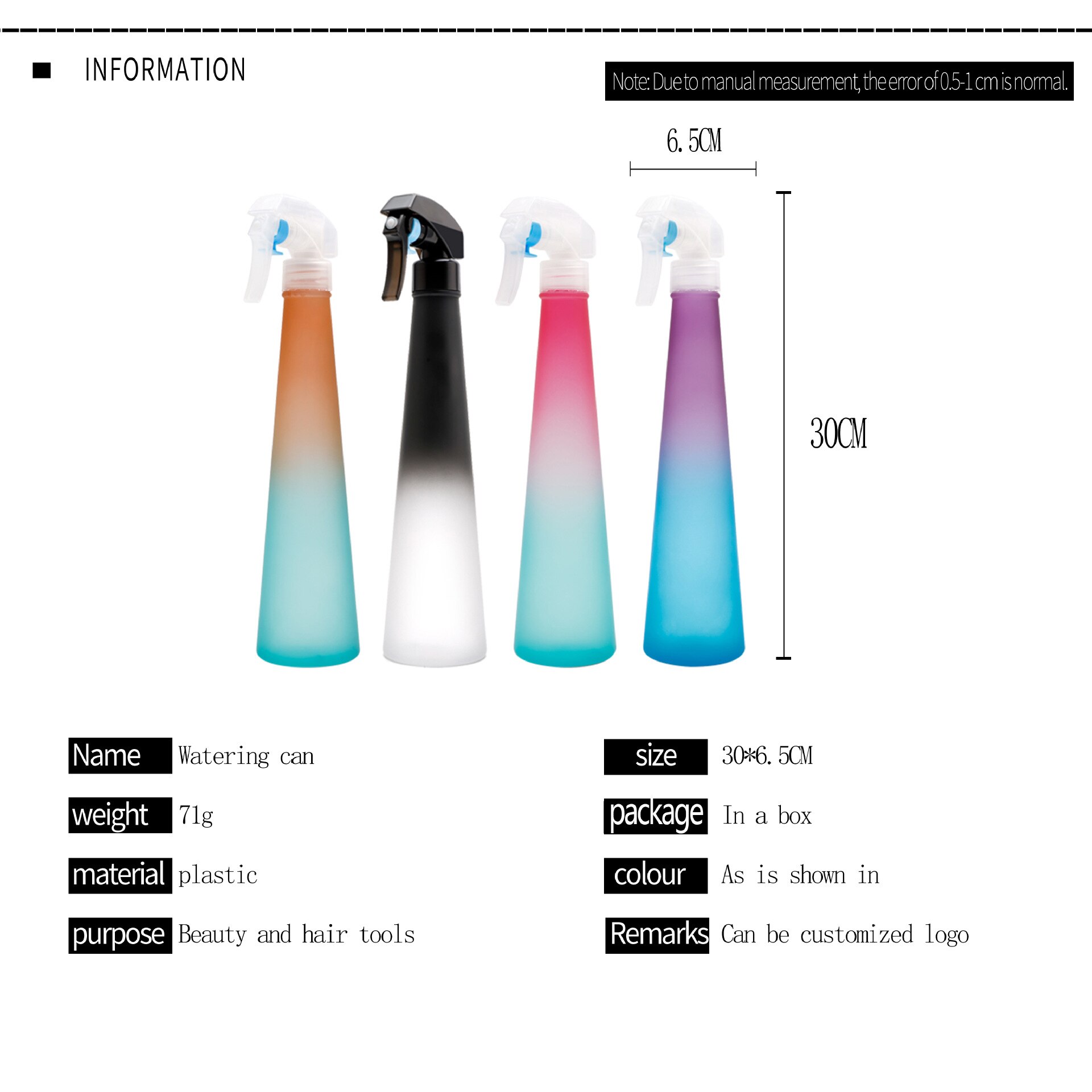 Gradient Hairdressing Spray Bottle Hair High Pressure Spray Bottle Continuous Spray Watering Can Hair Stylist Director