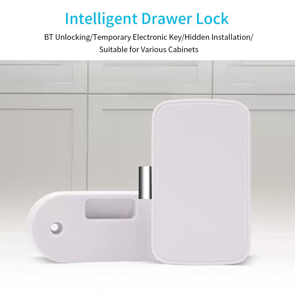 Intelligent BT App Drawer Lock Adhesive BT Lock Filing Cabinet Wardrobe Desk Letter Box Lock White Electronic Drawer Lock