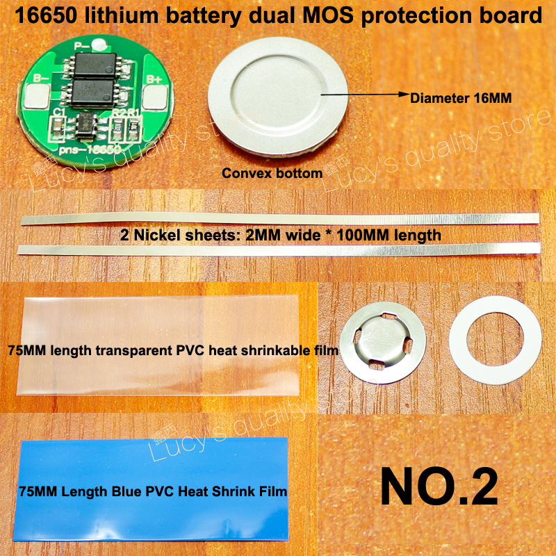 10set/lot 16650 Lithium Battery Double Mos Board Diy Fittings with Nickel Sheet 4.2v Diameter 16mm
