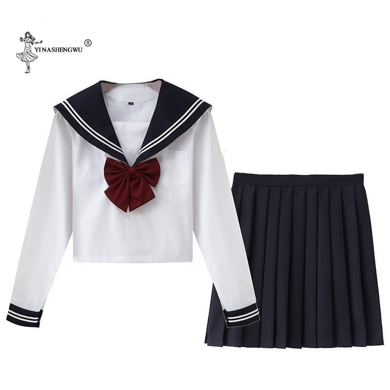 JK Uniform College Middle School Students School Uniforms Autumn Long-sleeved Japan Korea JK Uniforms Junior High School Dress: XL