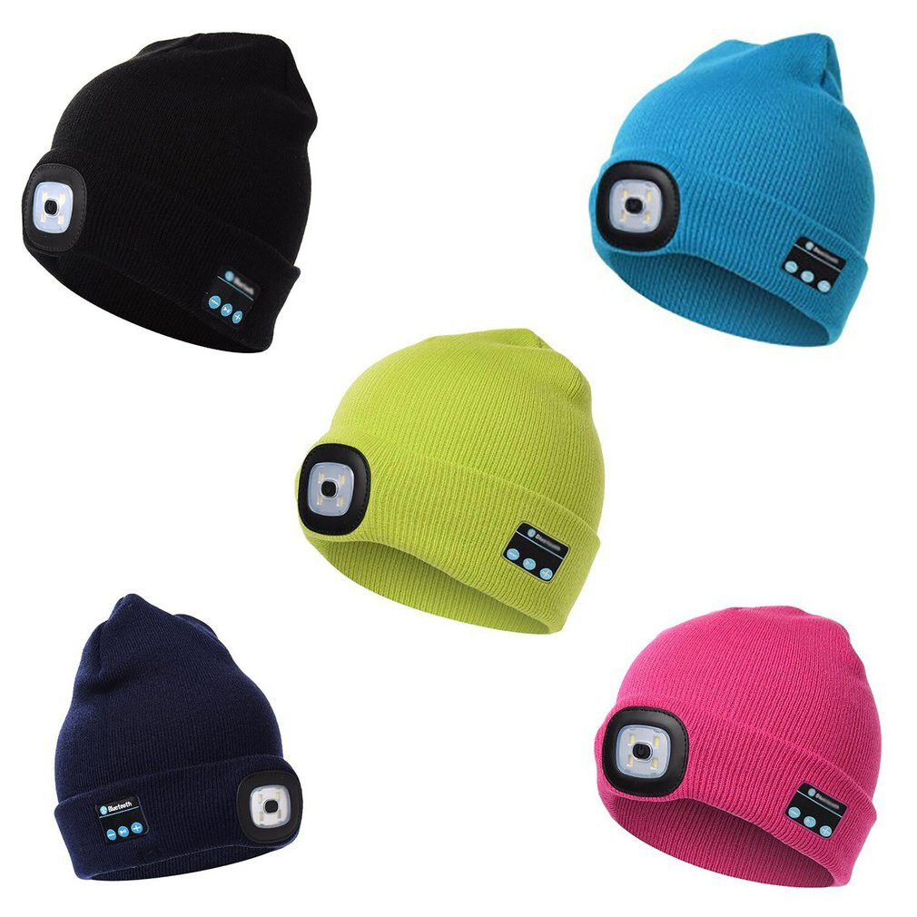 Winter Beanie Hat Wireless Smart Cap Headphone Headset with LED Light Handfree Music Headphone Earphones for