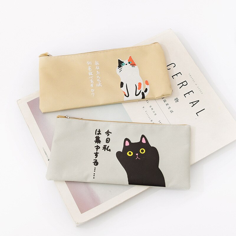 Meisjes Cartoon Make Pouch Canvas Vrouwen Cosmetische Tas Leuke Kat Toilettas Wassen Pocket Reizen Noodzakelijk Borstel Organizer Tassen