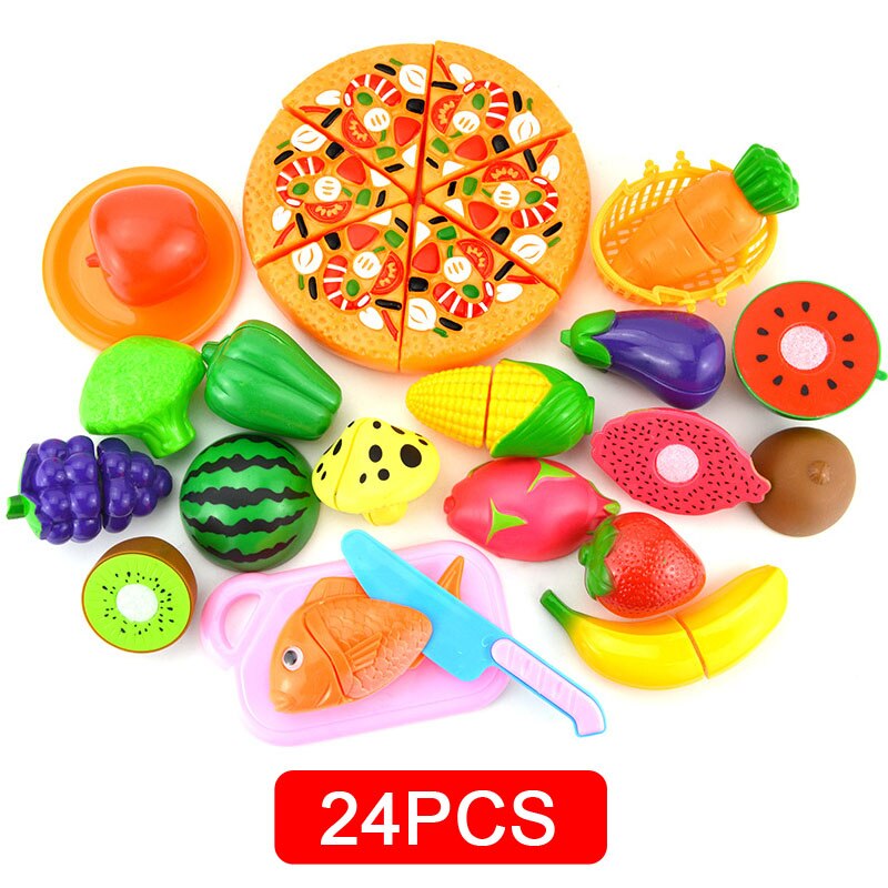 Children Kitchen Pretend Play Toys Cutting Fruit Vegetable Food Miniature Play Do House Education Toy for Girl Kid