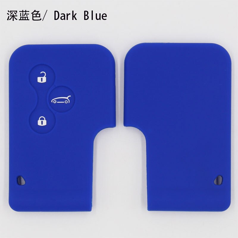 Funda de goma de silicona para llave de coche, para Renault Megane R.S. Scenic 3 botón tarjeta llave funda carcasa: Azul