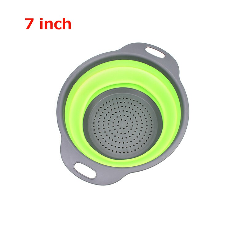 Large Collapsible Folding Strainers/Strainer Set- Perfect for Draining Pasta, Vegetable: Green 7 inch