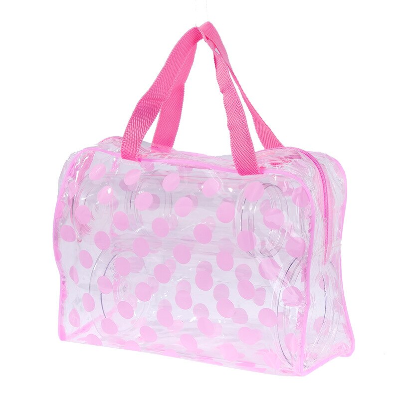 Frauen transparent PVC Kosmetik Tasche Reißverschluss Reise machen-hoch Schönheit Waschen Organizer Toilettenartikel Lagerung Tote Beutel Große Bilden fallen: Rosa