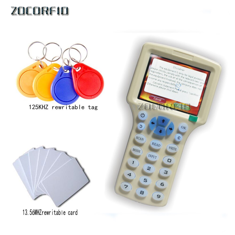 Original 10 English Frequency RFID Copier Duplicator 125KHz Key fob NFC Reader Writer 13.56MHz Encrypted Programmer(newest)