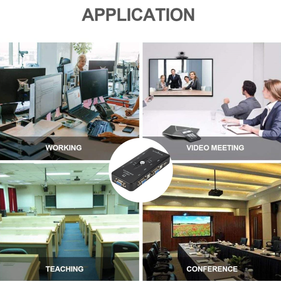USB KVM Switch Switcher 4 Port VGA SVGA Switch Splitter 1920*1440 VGA Video Switch For USB device Keyboard Mouse Monitor Adapter