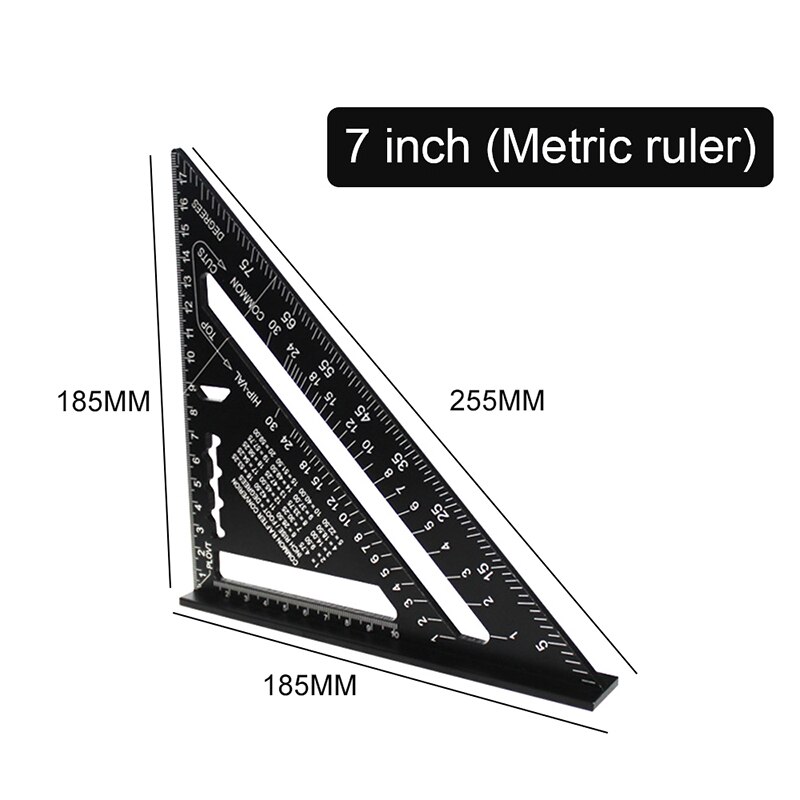 45 grad Aluminium Legierung Winkel Messen Werkzeug Geschwindigkeit Verdicken Sauerei Lineal Gehrung Für Tischler Holzbearbeitung 7 zoll/18cm: metrisch 7Zoll Schwarz