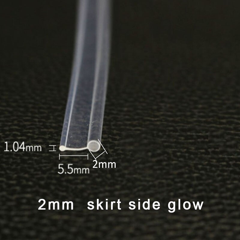 5mx nederdel side glød 2mm 3mm diameter plast pmma fiberoptisk kabel til dekorativ belysning i bilen: 2mm nederdel sideglød