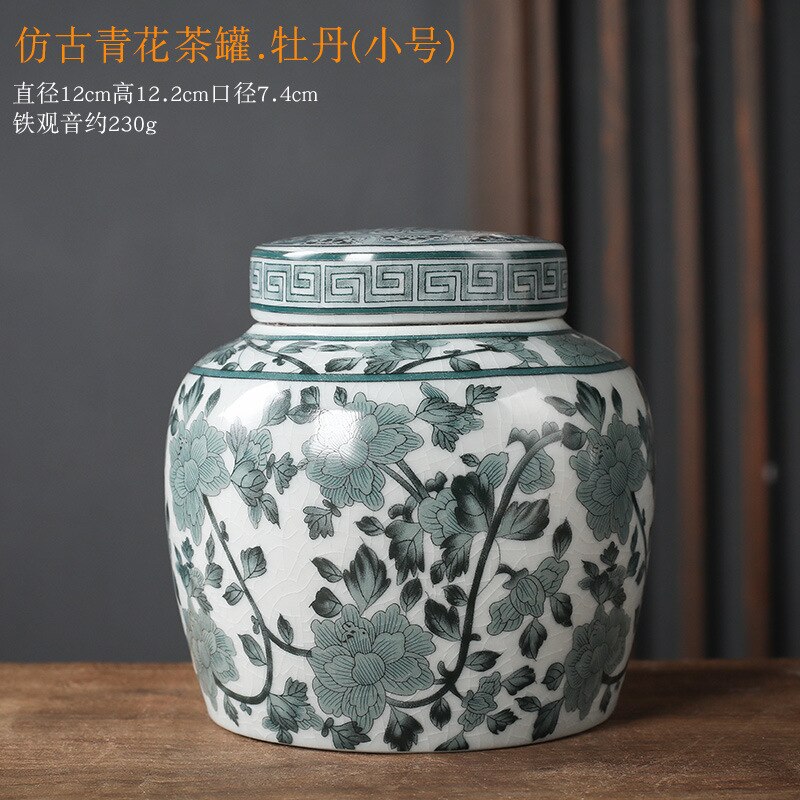 Klassieke Bloem Landschap Theebus Keramische Opslag Pot Met Deksel Grote Capaciteit Thuis Snoep Moer Koffieboon Verzegelde Opslag jar: A-small